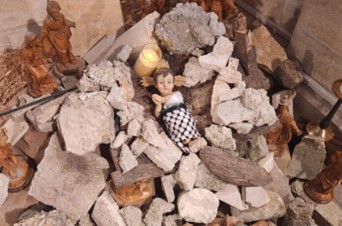 Jesus in the rubble image by Munther Isaac